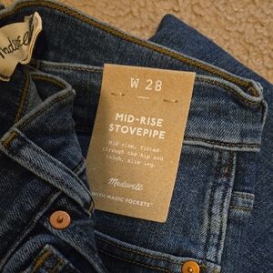 Madewell Mid-Rise Stovepipe Jeans - Dark Blue Size 28